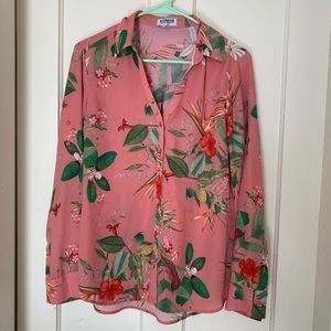SOLD 🛑Medium Express Pink Floral Portofino Blouse